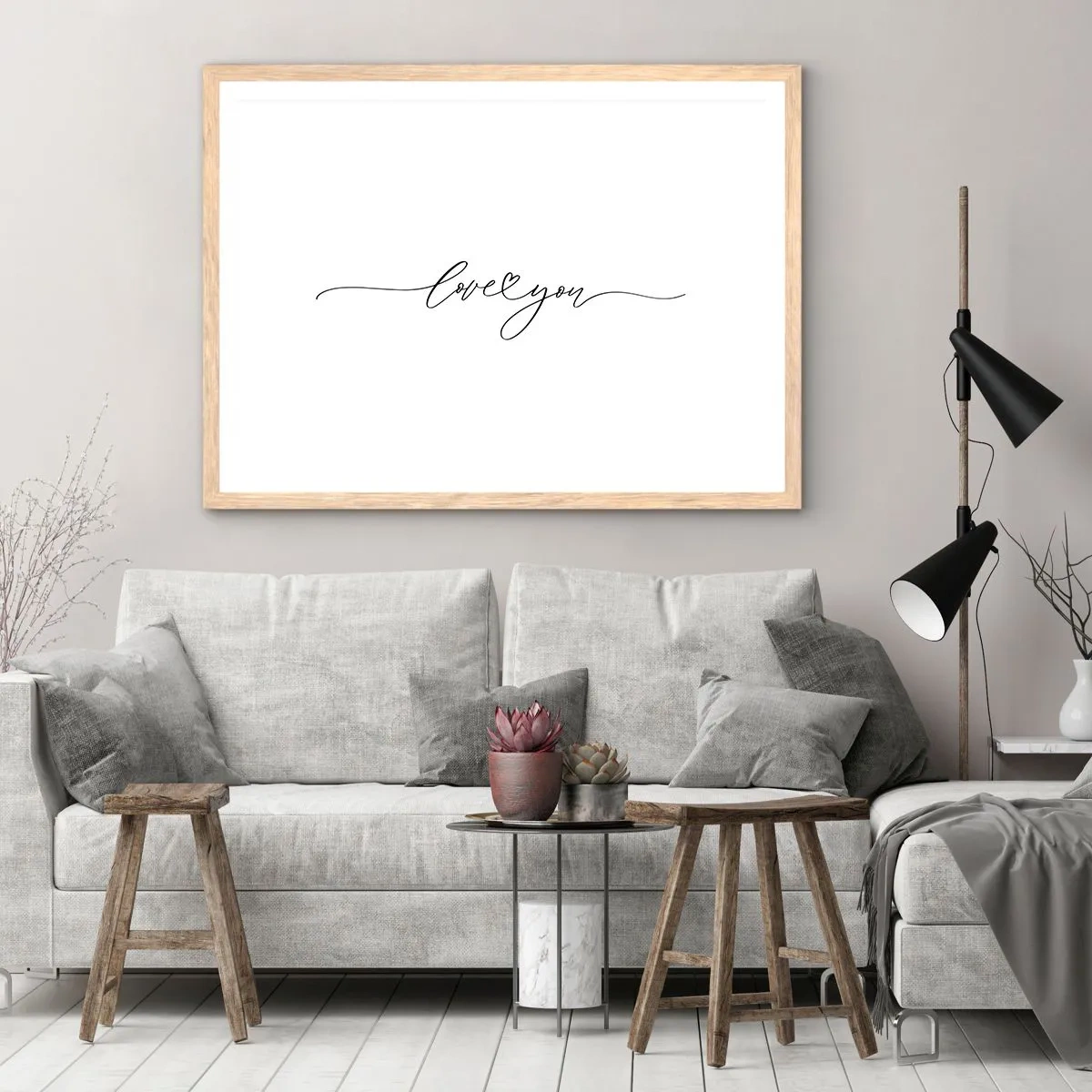 Affiche dans un chêne clair - Poster - Noir sur blanc - 40x30 cm