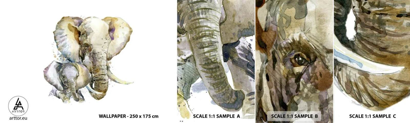 Échantillon De Papier Peint Standard Eco - Rien ne peut égaler maman - Animaux, Éléphant, Graphique - 100x30 cm