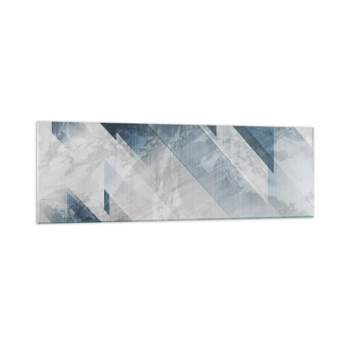 Impression sur verre - Image sur verre - Lignes abstraites dans des tons de gris et de bleu - 160x50cm - Composition spatiale - mouvement gris - Décoration murale moderne pour le salon et la chambre ARTTOR