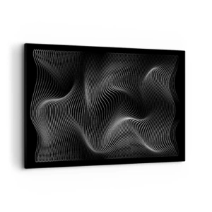 Impression sur toile - Image sur toile - Lignes blanches abstraites sur fond noir - 120x80cm - Danse de lumière dans l'espace - Décoration murale moderne pour le salon et la chambre ARTTOR