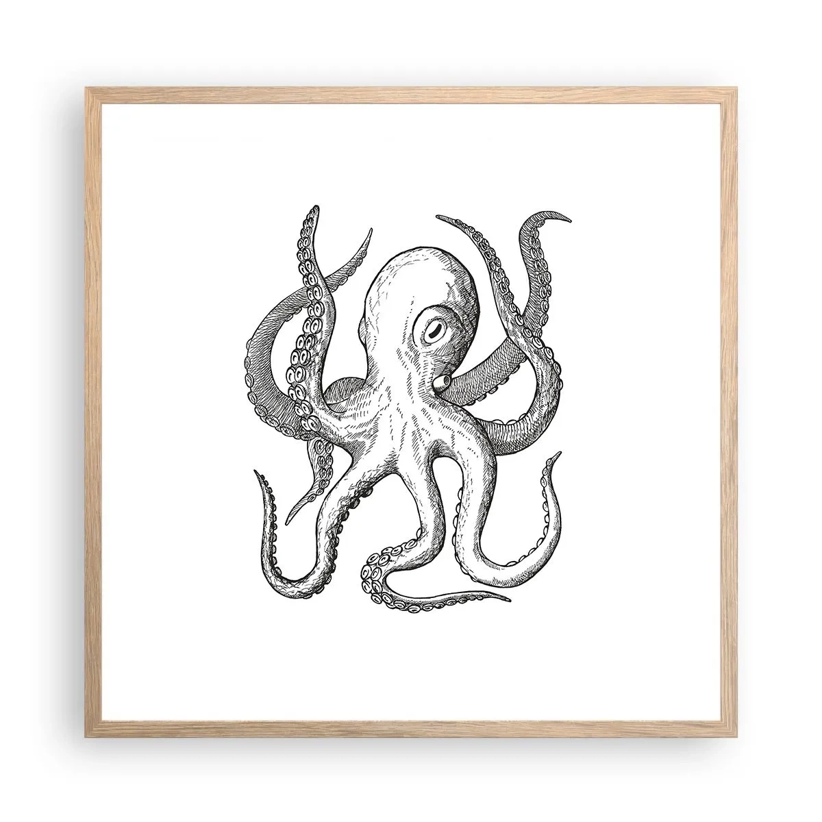 Affiche dans un chêne clair - Poster - Dansant avec les vagues - 60x60 cm