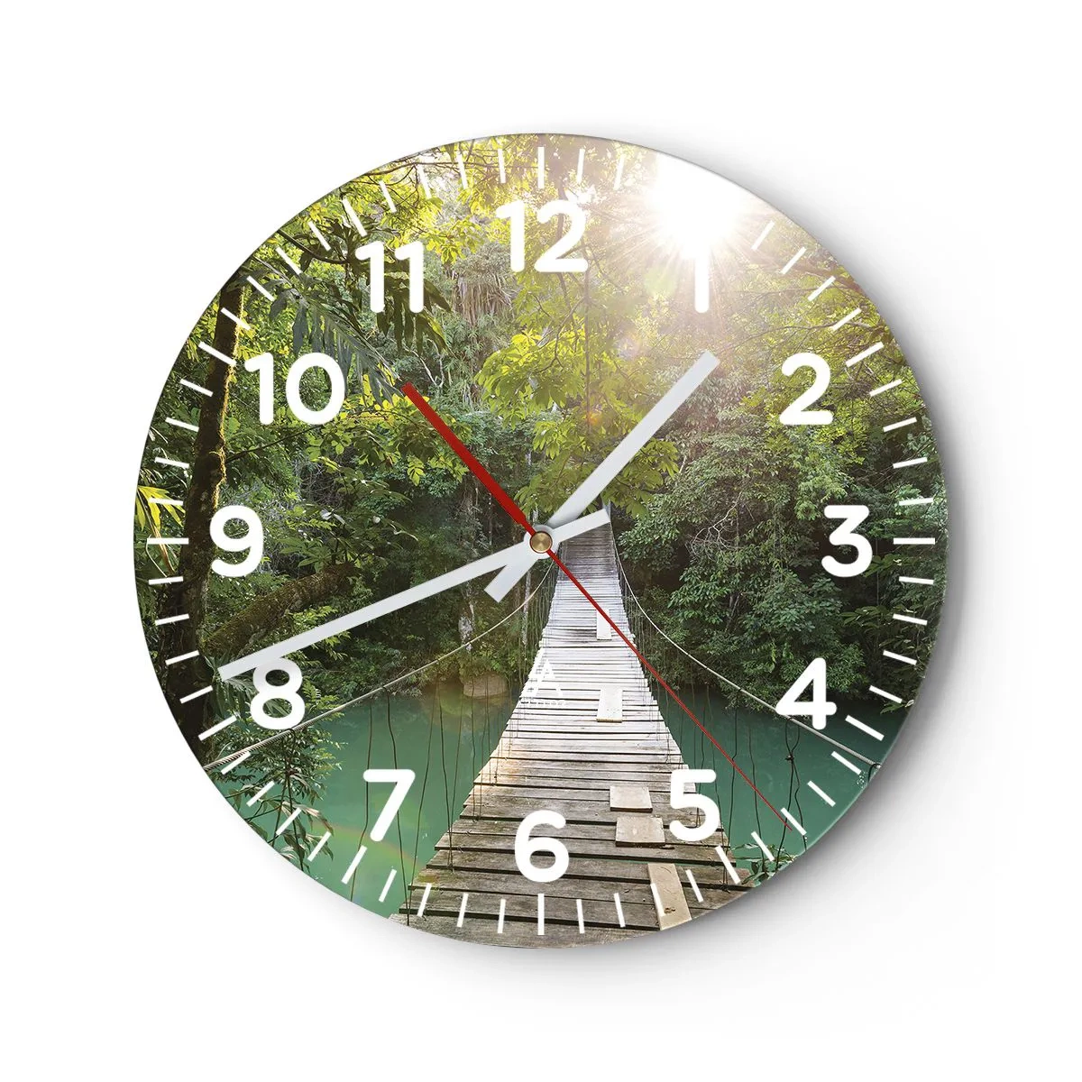 Horloge murale - Pendule murale - De l'eau azur à la forêt azur - 40x40 cm