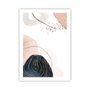 Affiche - Poster - Formes abstraites dans des tons pastel avec des accents dorés - 50x70cm - Tout coule - Décoration murale moderne pour le salon et la chambre ARTTOR