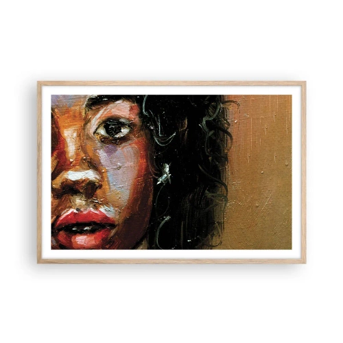 Affiche dans un chêne clair - Poster - Noir et brillant - 91x61 cm