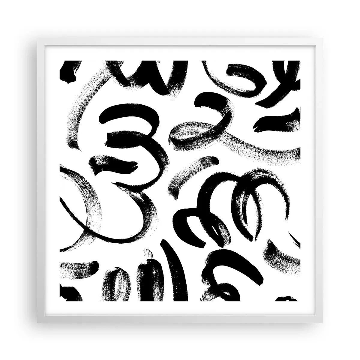 Affiche dans un cadre blanc - Poster - Noir sur blanc - 60x60 cm