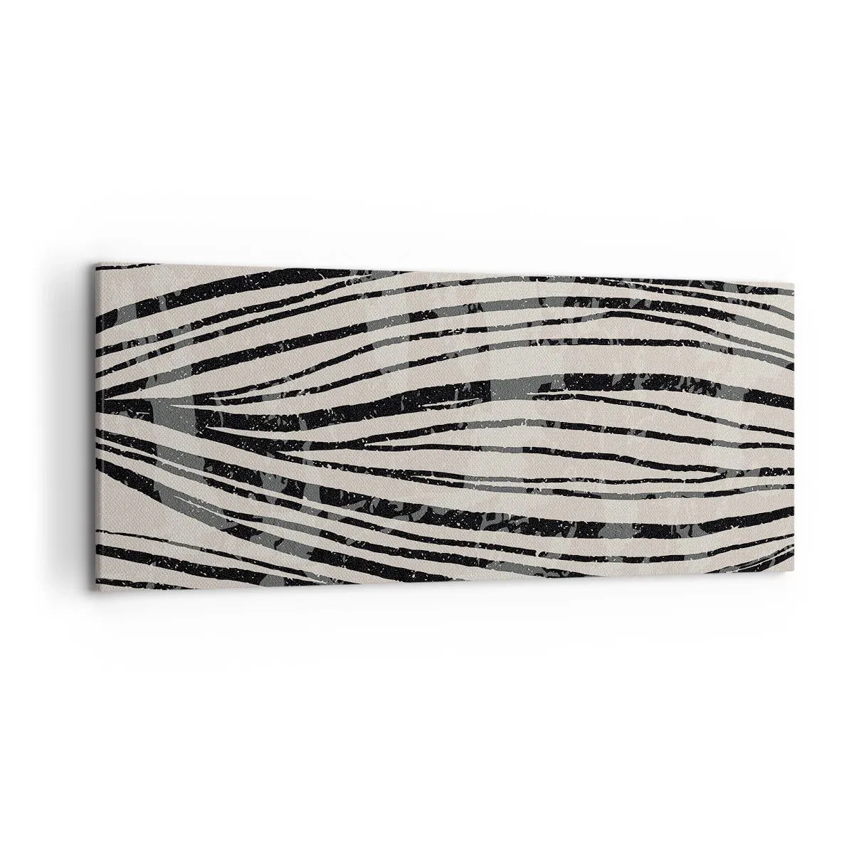 Impression sur toile - Image sur toile - Vagues abstraites dans des tons noirs et blancs - 120x50cm - Ligne de marécage - Décoration murale moderne pour le salon et la chambre ARTTOR