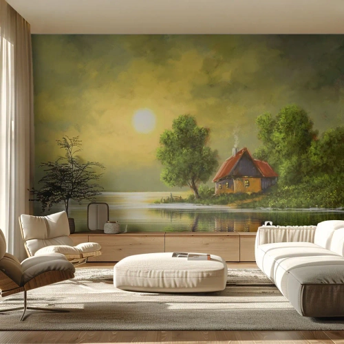 Papier Peint Photo Premium Canvas - Beau, comme une image - Paysage, Maison de campagne, Voilier - 450x315 cm