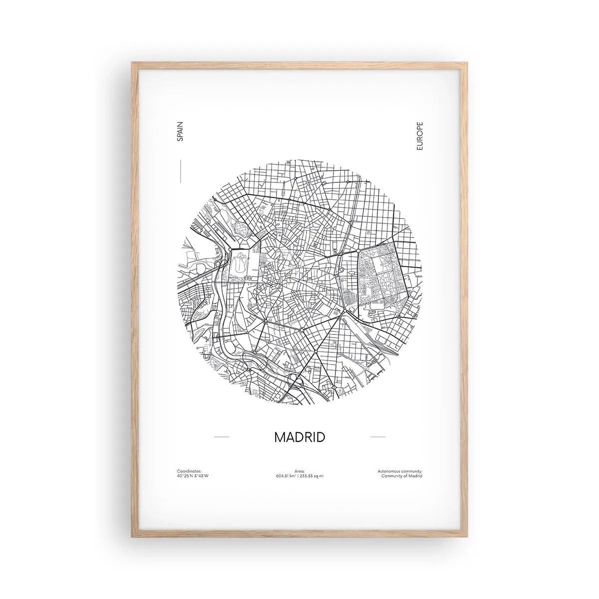 Affiche dans un chêne clair - Poster - Anatomie de Madrid - 70x100 cm