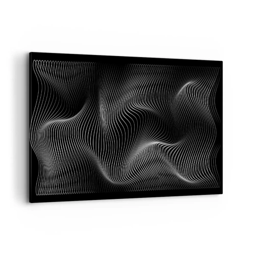 Impression sur toile - Image sur toile - Lignes blanches abstraites sur fond noir - 100x70cm - Danse de lumière dans l'espace - Décoration murale moderne pour le salon et la chambre ARTTOR