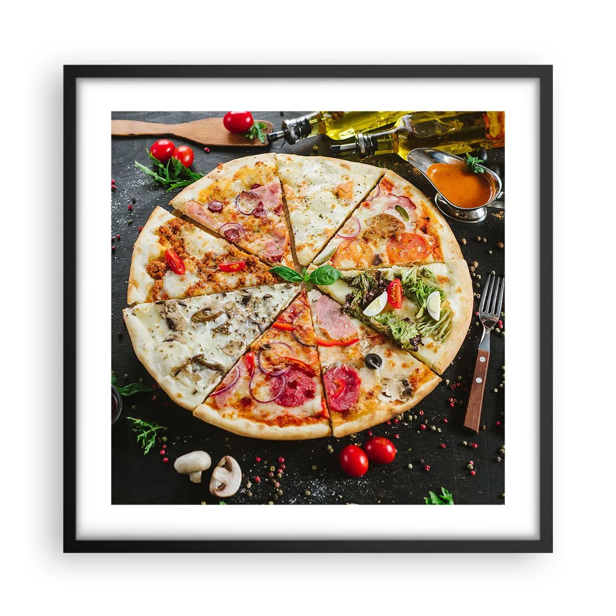 Affiche dans un cadre noir - Poster - Une gamme de saveurs - 50x50 cm