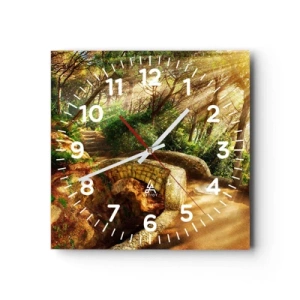 Horloge murale - Pendule murale - Directement du pont dans une forêt de conte de fées - 40x40 cm