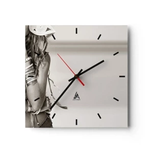 Horloge murale - Pendule murale - Portrait d'une femme bohème avec des bijoux - 30x30cm - Comment va la fille - Décoration murale moderne pour le salon et la chambre ARTTOR
