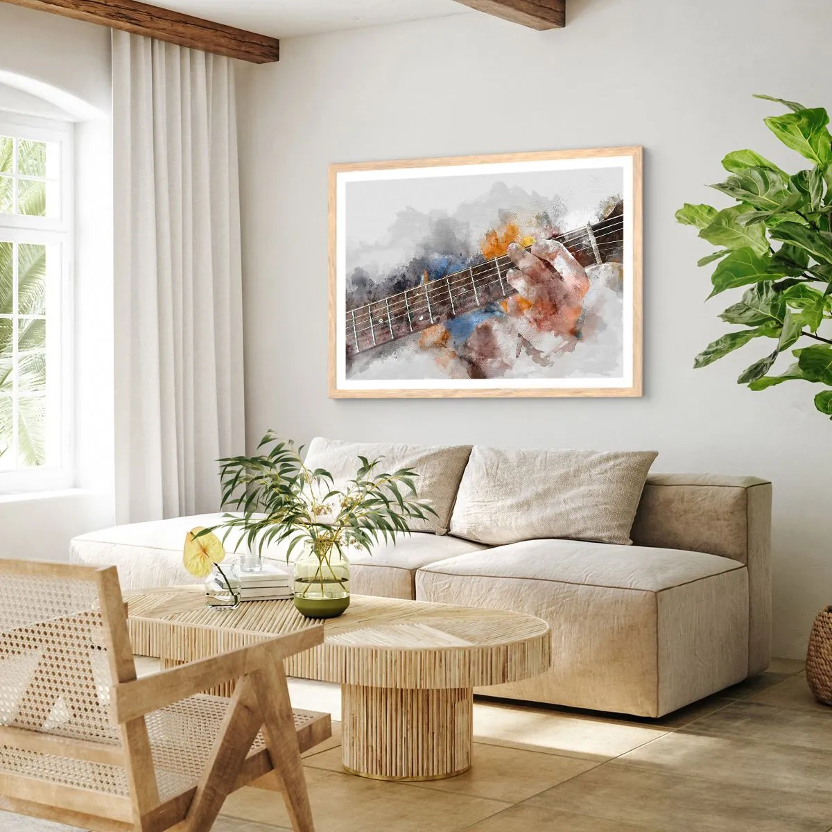 Affiche dans un chêne clair - Poster - La poésie entre les cordes - 100x70 cm