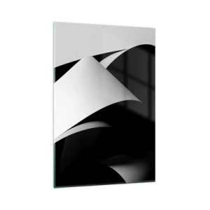 Impression sur verre - Image sur verre - Formes abstraites en noir et blanc avec des contrastes saisissants - 80x120cm - Plans de lumière venus des profondeurs de l'ombre - Décoration murale moderne pour le salon et la chambre ARTTOR