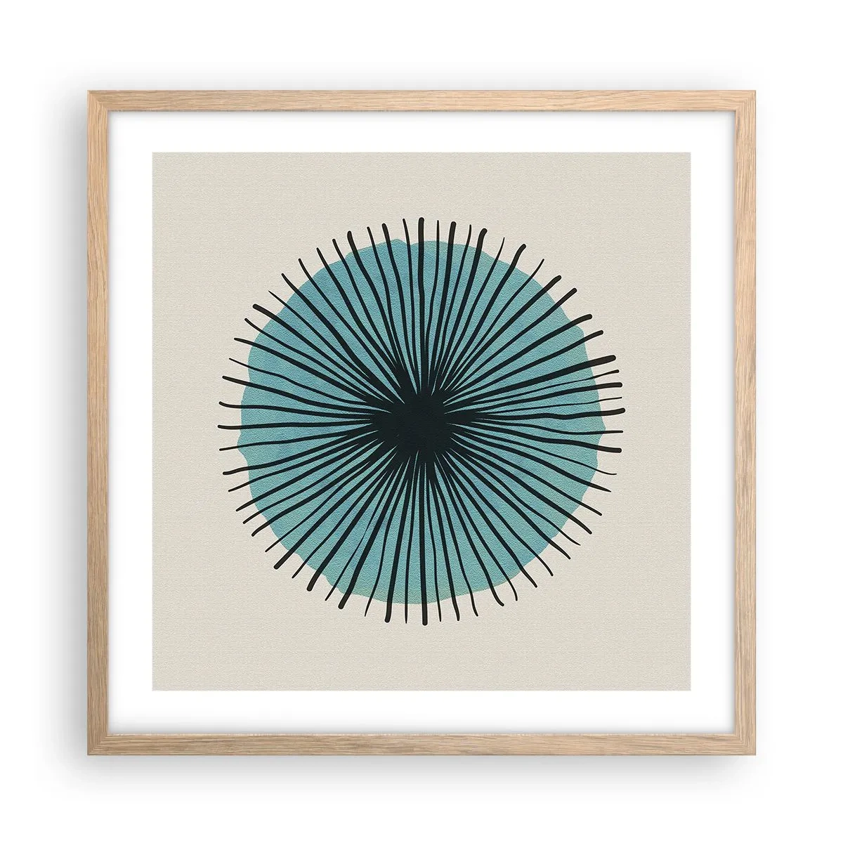 Affiche dans un chêne clair - Poster - Rayonnant dans l'azur - 50x50 cm