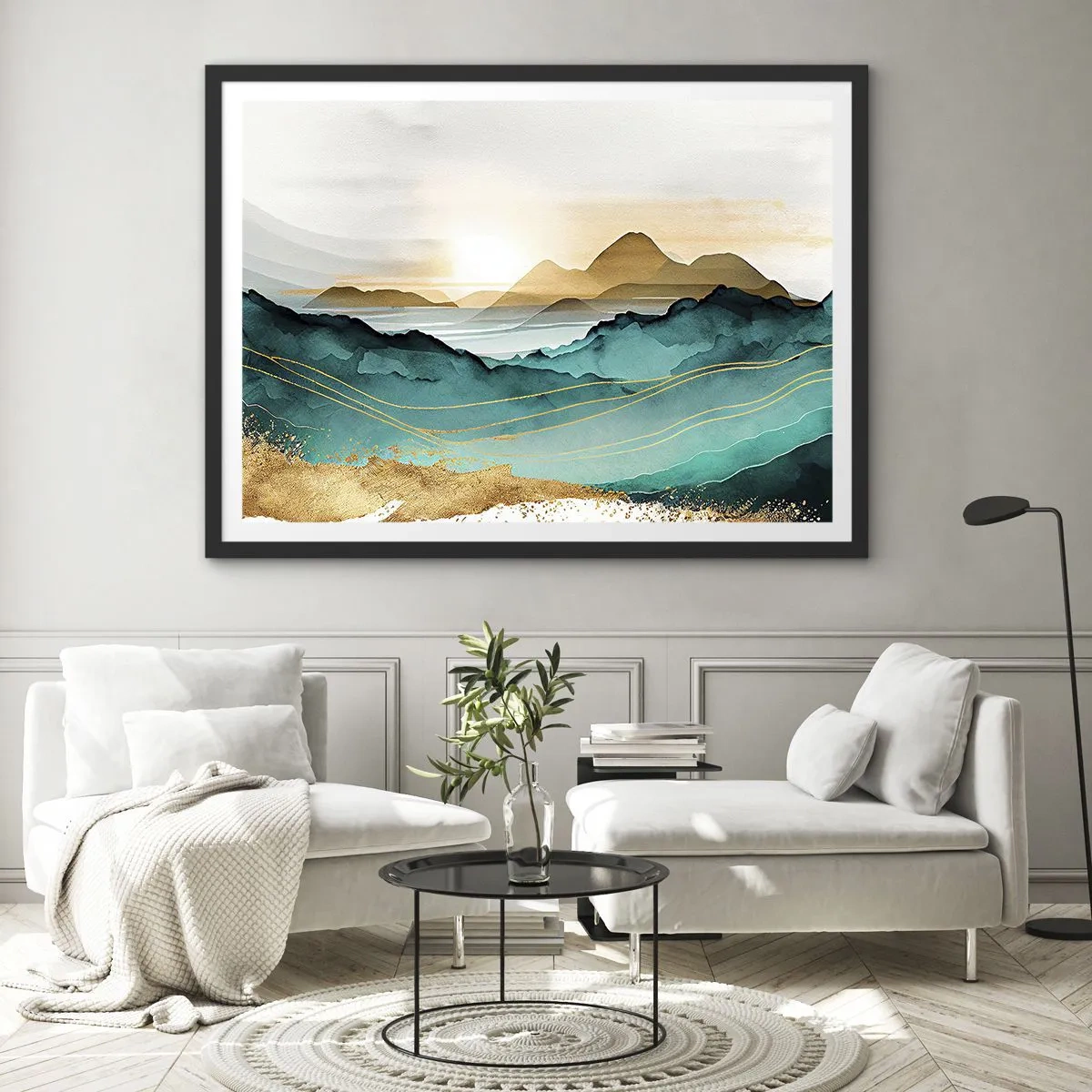 Affiche dans un cadre noir - Poster - Au frontière de l’abstraction – paysage - 91x61 cm