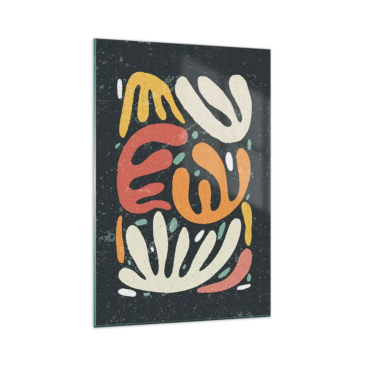 Impression sur verre - Image sur verre - Formes abstraites aux couleurs chaudes sur fond sombre - 70x100cm - Composition – Je suis sur le point de t'attraper - Décoration murale moderne pour le salon et la chambre ARTTOR