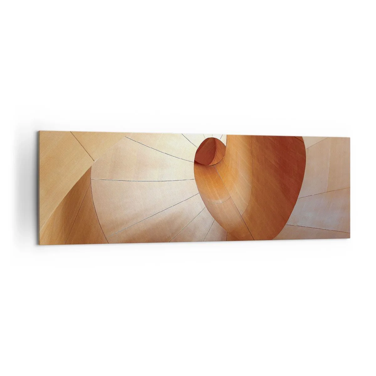 Impression sur toile - Image sur toile - Spirale abstraite dans les tons bois et marron clair - 160x50cm - Serpentin architectural - Décoration murale moderne pour le salon et la chambre ARTTOR