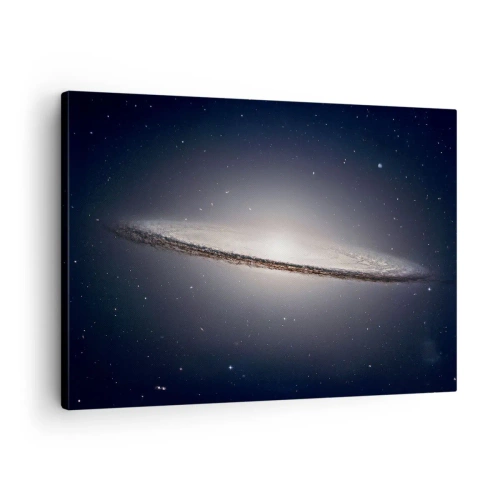Impression sur toile - Image sur toile - Une galaxie spirale sur fond d'espace étoilé - 70x50cm - Il y a bien longtemps, dans une galaxie très lointaine… - Décoration murale moderne pour le salon et la chambre ARTTOR