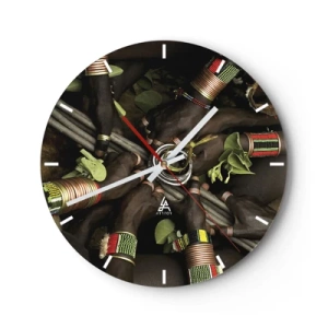 Horloge murale - Pendule murale - Bracelets et symboles tribaux traditionnels - 30x30cm - Nous sommes ensemble - Décoration murale moderne pour le salon, la cuisine et la chambre ARTTOR