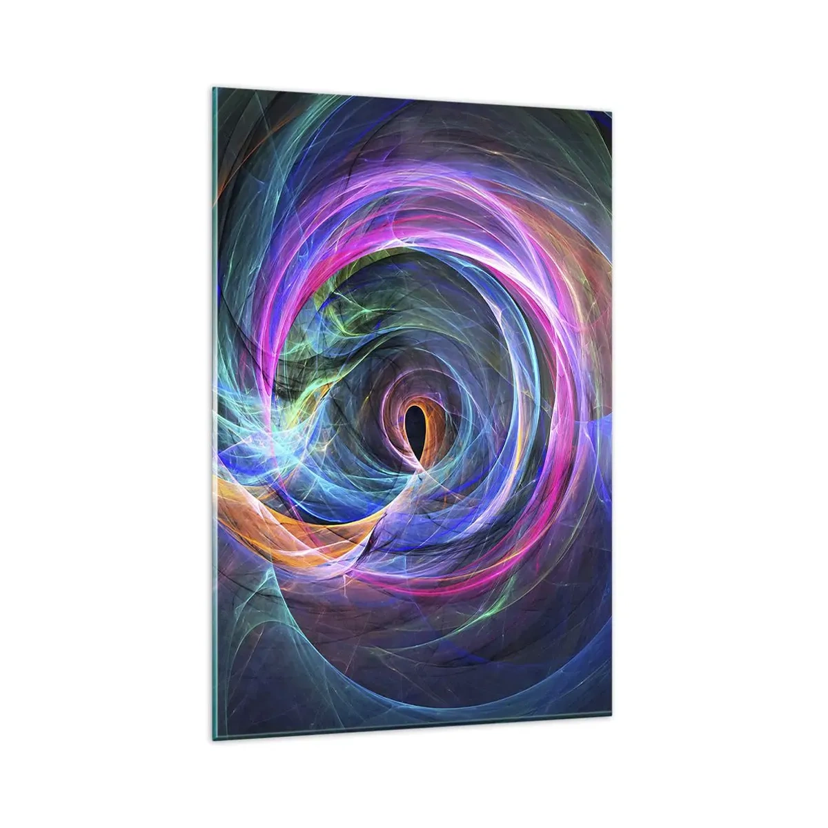 Impression sur verre - Image sur verre - Un tourbillon abstrait de couleurs dans des tons de violet, de rose et de bleu. - 80x120cm - Où m'emmènes-tu ? - Décoration murale moderne pour le salon et la chambre ARTTOR
