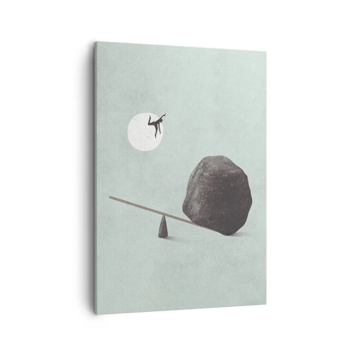 Impression sur toile - Image sur toile - Une scène symbolique avec une figure et un équilibre sur un ciel lumineux. - 50x70cm - Réalisation de ses rêves - Décoration murale moderne pour le salon et la chambre ARTTOR