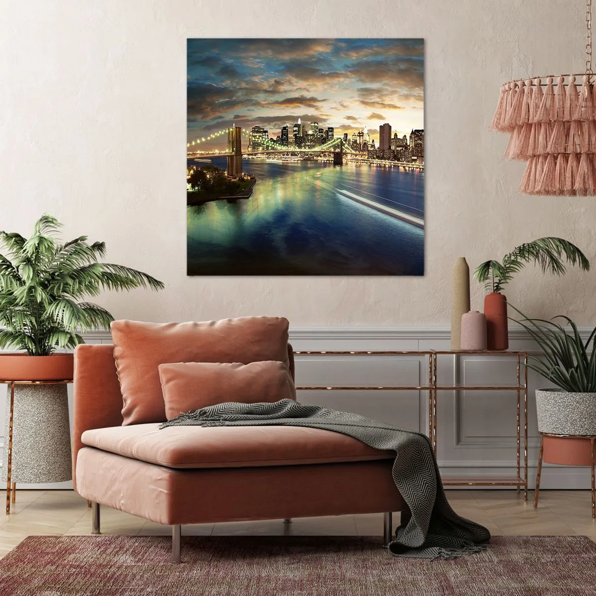Impression sur toile - Image sur toile - Une soirée lumineuse sur Manhattan - 30x30 cm
