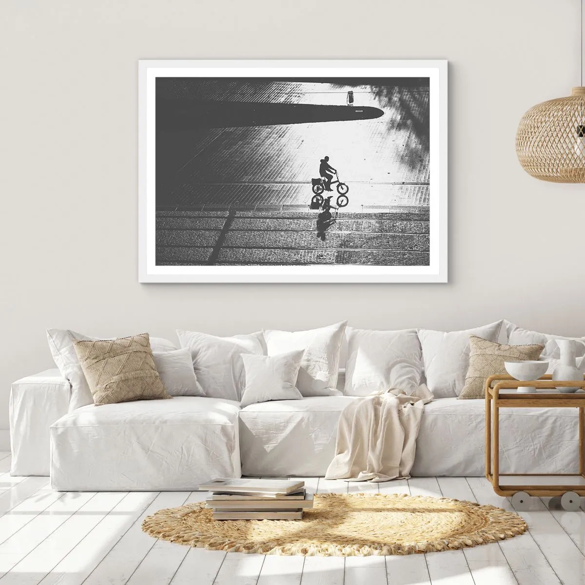 Affiche dans un cadre blanc - Poster - Devant moi, à travers la ville - 40x30 cm