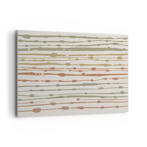Impression sur toile - Image sur toile - Un motif de lignes aux tons chauds sur un fond clair - 100x70cm - Notation musicale des couleurs - Décoration murale moderne pour le salon et la chambre ARTTOR