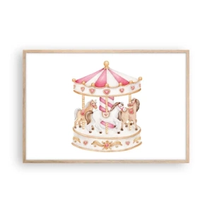 Affiche dans un chêne clair - Poster - Le doux monde de l'enfance - 91x61 cm