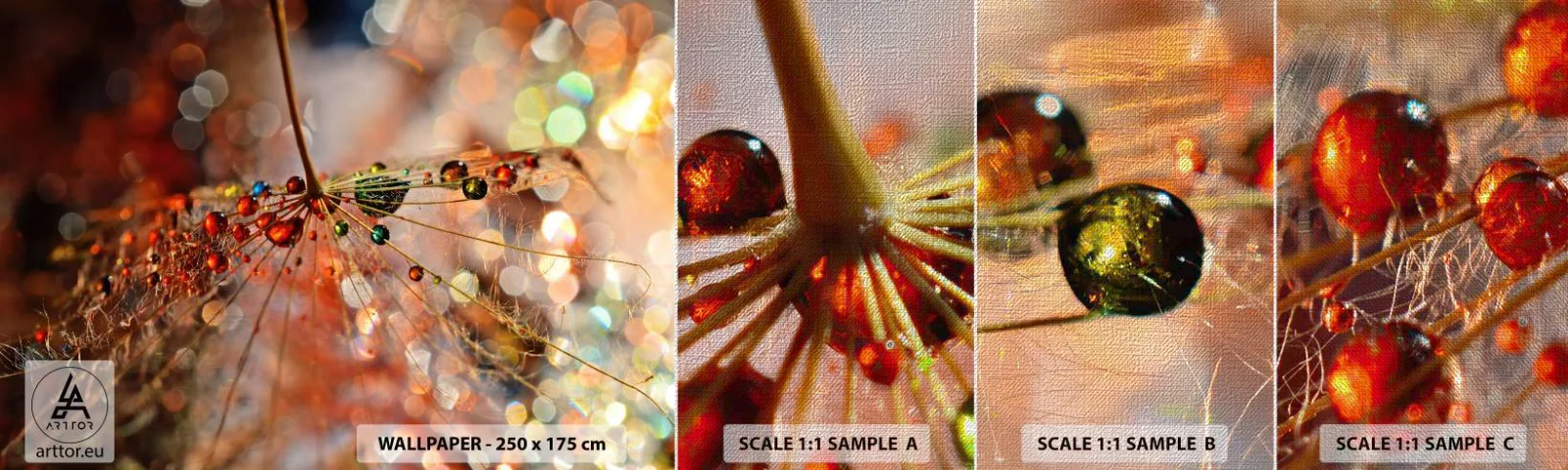 Échantillon de Papier Peint Premium Canvas - Enfilé sur un fil d'araignée - Abstraction, toile d'araignée, Morceau - 100x30 cm