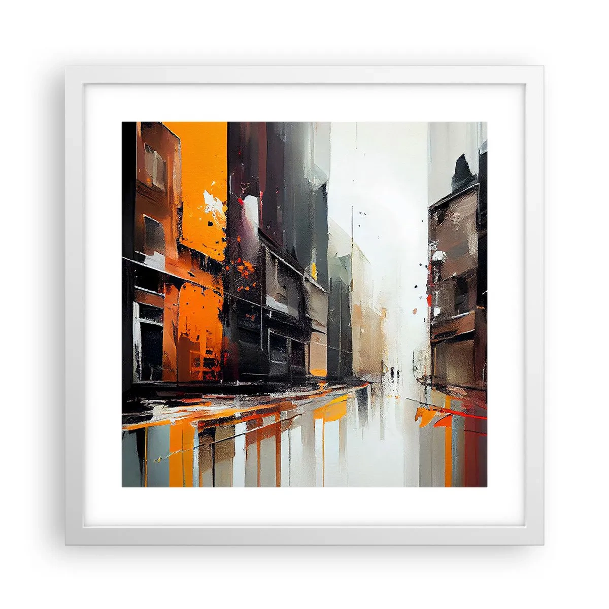 Affiche dans un cadre blanc - Poster - Jour de pluie - 40x40 cm