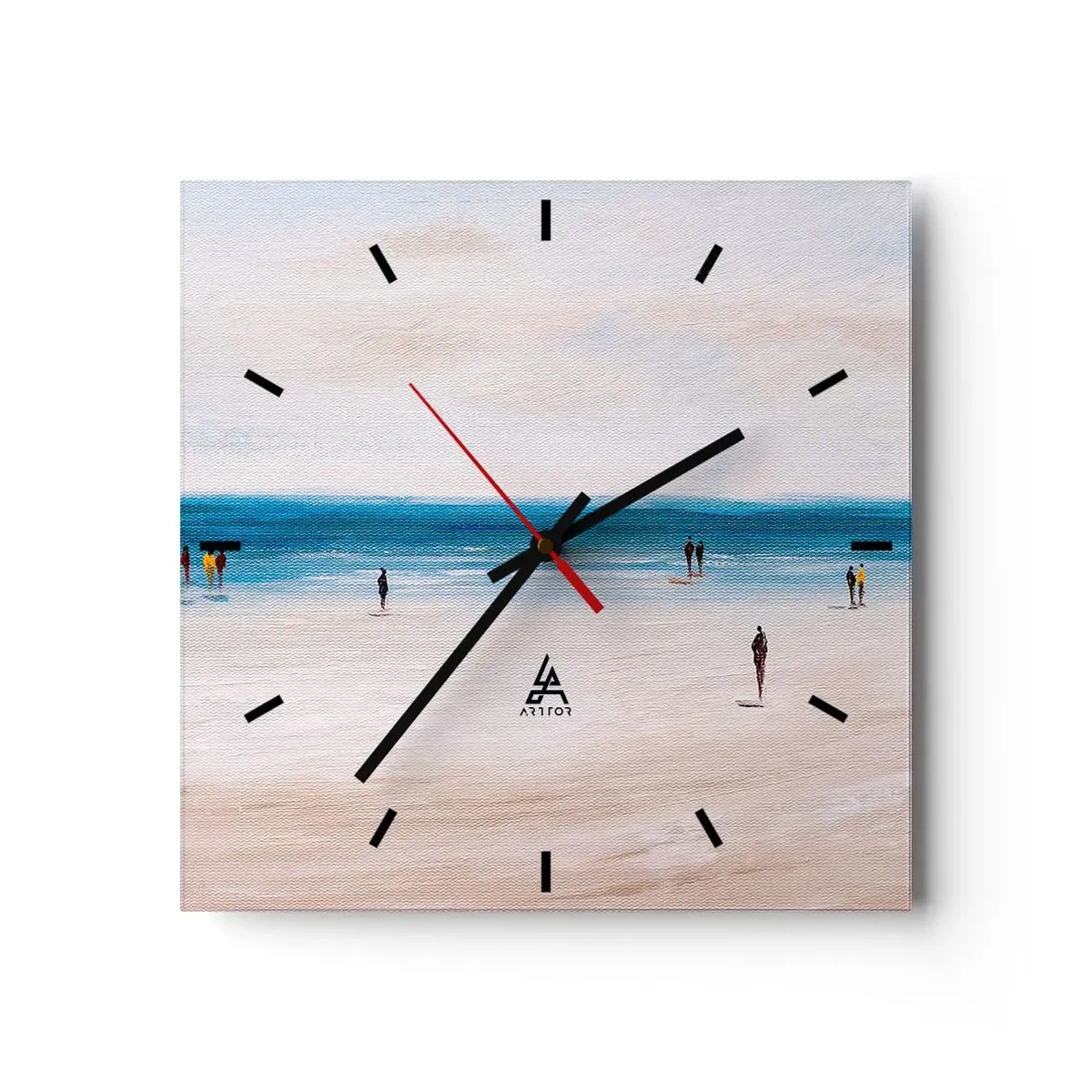 Horloge murale - Pendule murale - Une plage avec des gens sur fond de mer calme - 30x30cm - Un besoin naturel - Décoration murale moderne pour le salon et la chambre ARTTOR