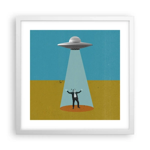 Affiche dans un cadre blanc - Poster - Rencontre proche - 40x40 cm