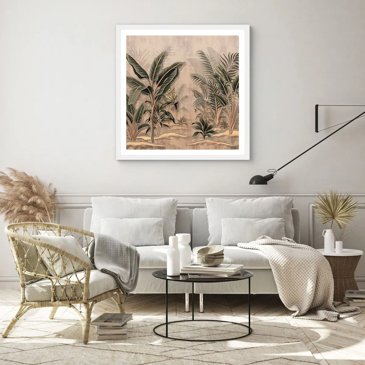 Affiche dans un cadre blanc - Poster - Une gravure de style colonial - 30x30 cm