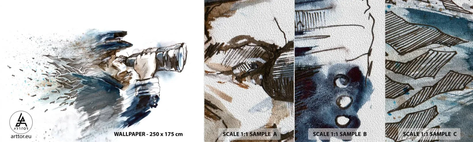 Échantillon de Papier Peint Premium Sand - Dix sur l'échelle de Beaufort ! - Abstraction, Marin, Capitaine - 100x30 cm