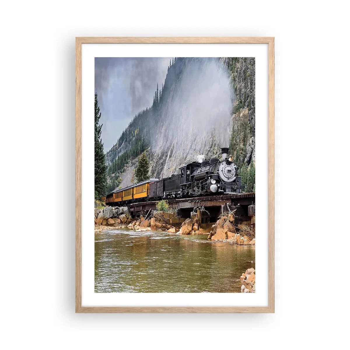 Affiche dans un chêne clair - Poster - Et lui jusqu'où? Jusqu'où? - 50x70 cm