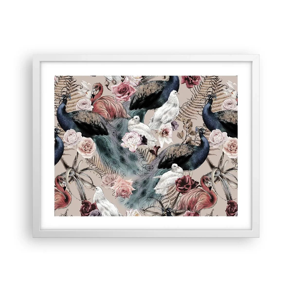 Affiche dans un cadre blanc - Poster - Dans un jardin de palace - 50x40 cm