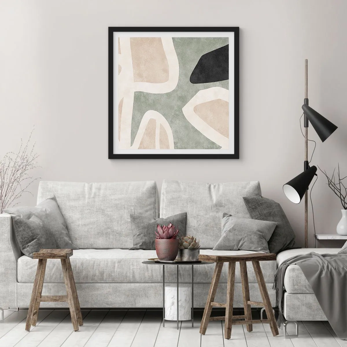 Affiche dans un cadre noir - Poster - Composition pour motif noir - 50x50 cm