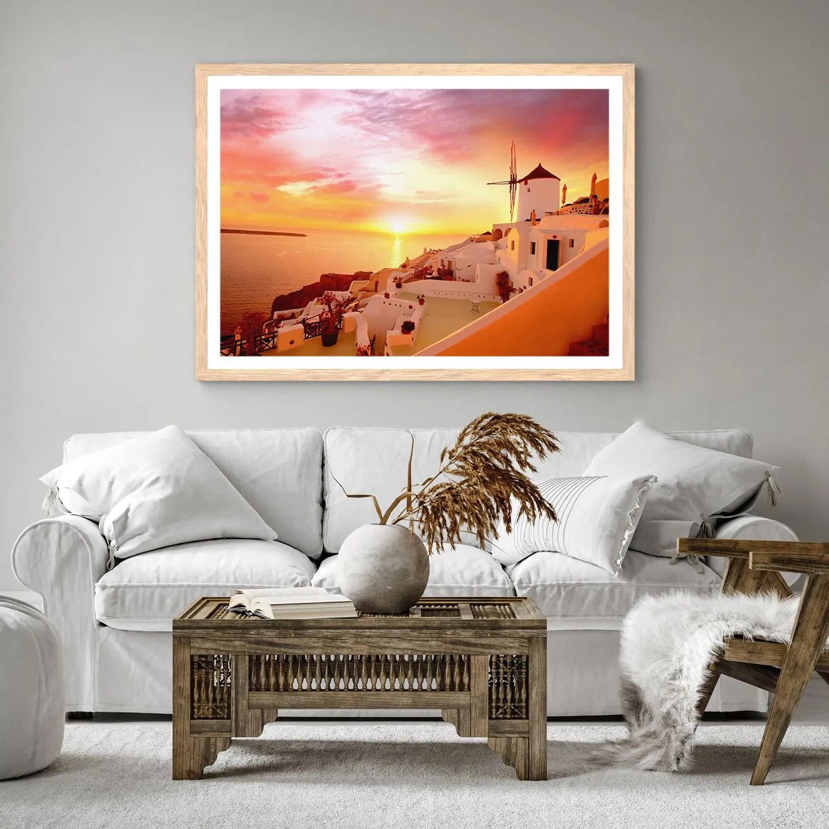 Affiche dans un chêne clair - Poster - Fondre en blanc et or - 100x70 cm