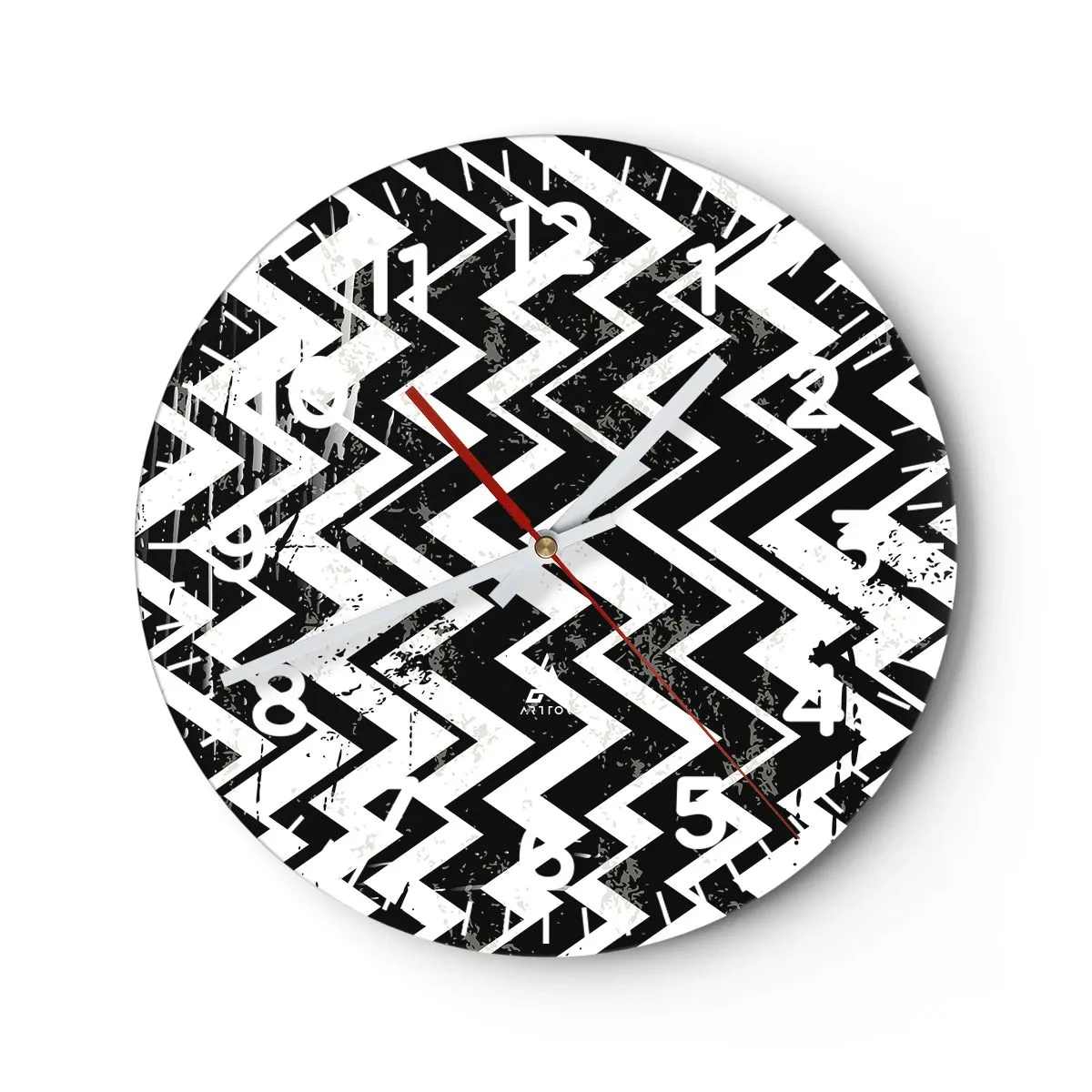 Horloge murale - Pendule murale - Zig-blanc, zag-noir - 30x30 cm