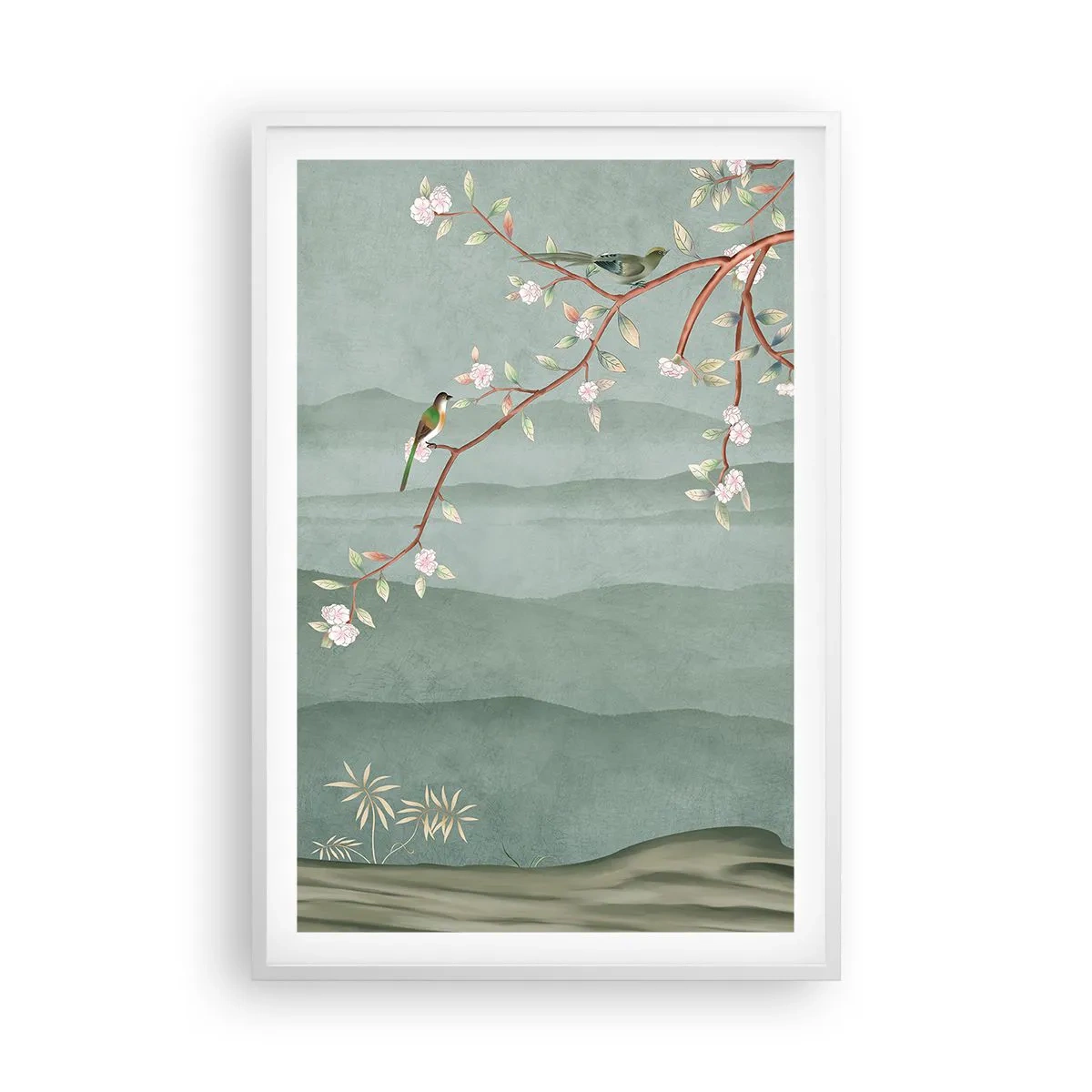 Affiche dans un cadre blanc - Poster - Printemps oh c'est toi - 61x91 cm