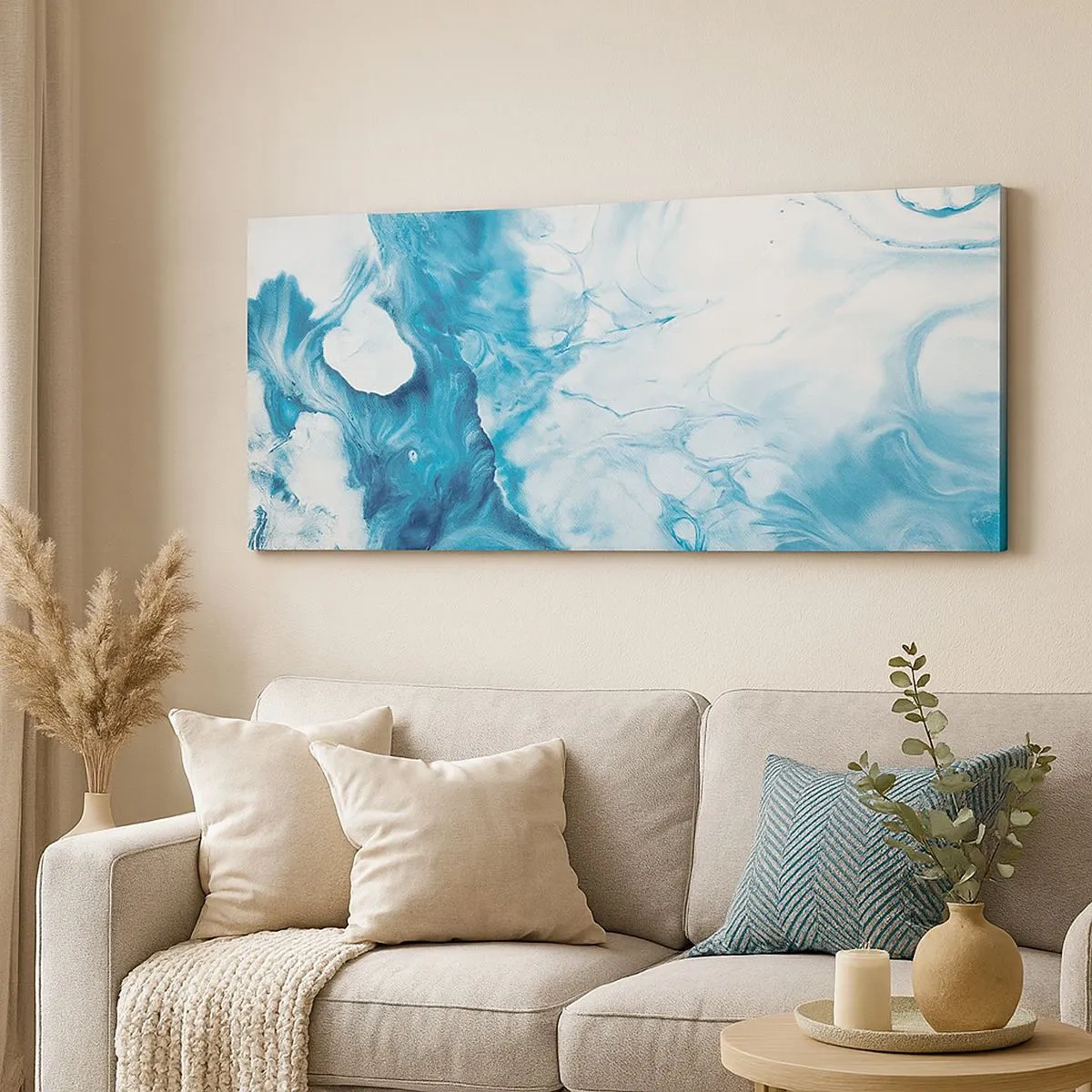 Impression sur toile - Image sur toile - Concert de bleu - 100x40 cm