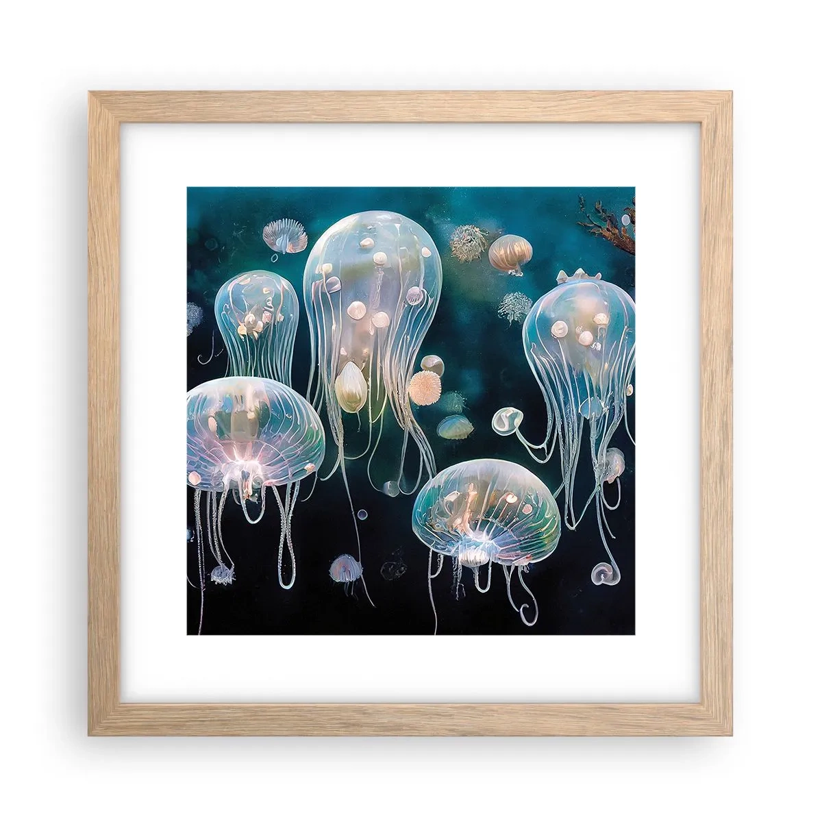 Affiche dans un chêne clair - Poster - Ballon sous-marin - 30x30 cm
