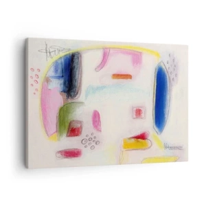 Impression sur toile - Image sur toile - Formes abstraites colorées sur fond clair - 70x50cm - Plus convexe que concave ou plat - Décoration murale moderne pour le salon et la chambre ARTTOR