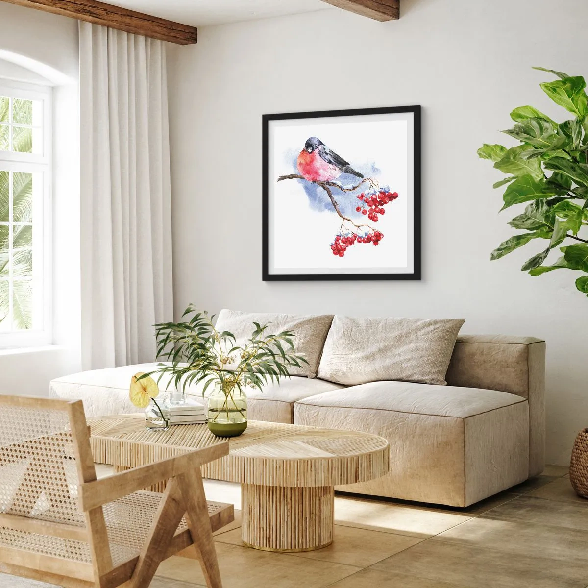 Affiche dans un cadre noir - Poster - L'hiver en couleurs - 40x40 cm