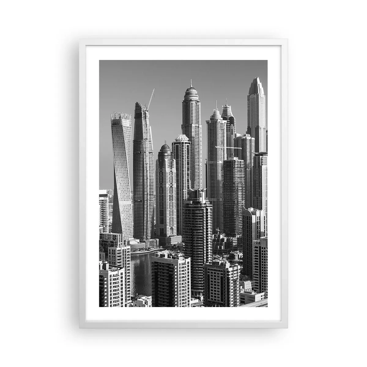 Affiche dans un cadre blanc - Poster - Ville sur le désert - 50x70 cm