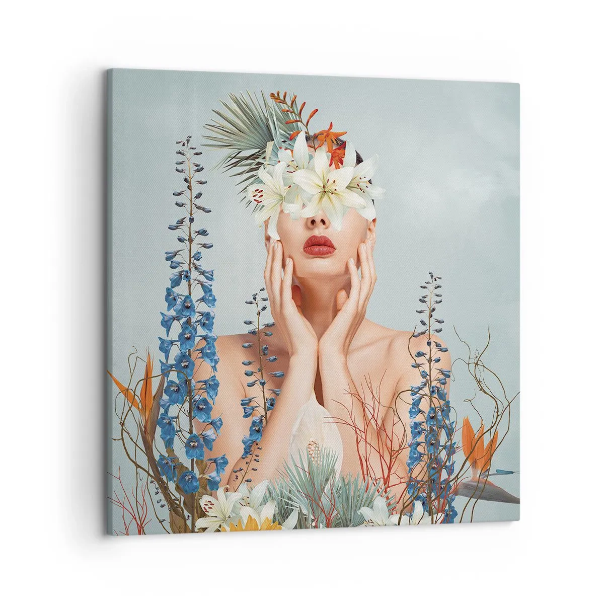 Impression sur toile - Image sur toile - Femme - fleur - 50x50 cm