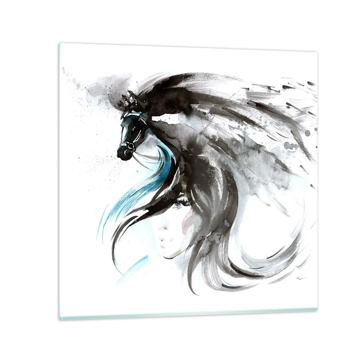 Impression sur verre - Image sur verre - Galop du prince noir - 70x70 cm