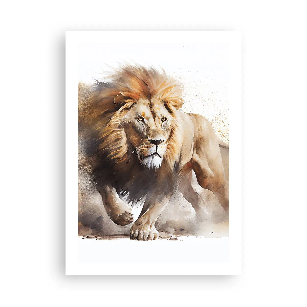 Affiche - Poster - Un lion majestueux en mouvement dans un style pictural - 50x70cm - Le roi bougea - Décoration murale moderne pour le salon et la chambre ARTTOR